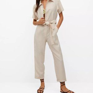 Mango short sleeve button up jumpsuit